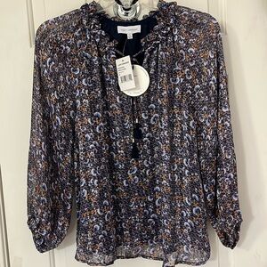 LOST + WANDER Women’s Purple Floral Relaxed Long Sleeve Romantic Blouse Size XS